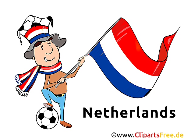 Niederländischer Sportfan mit Fahne - Fussball Cliparts