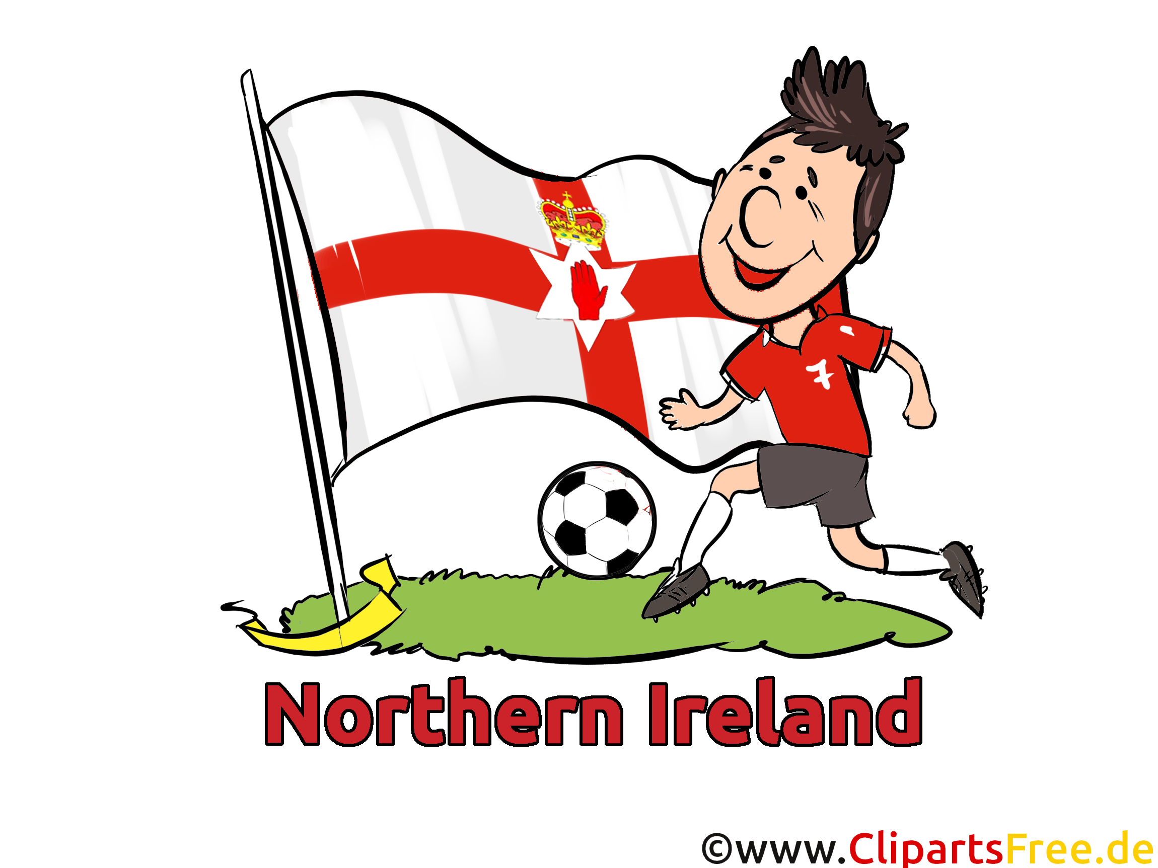 Laufender Fussballspieler Nordirland Clipart-Grafik