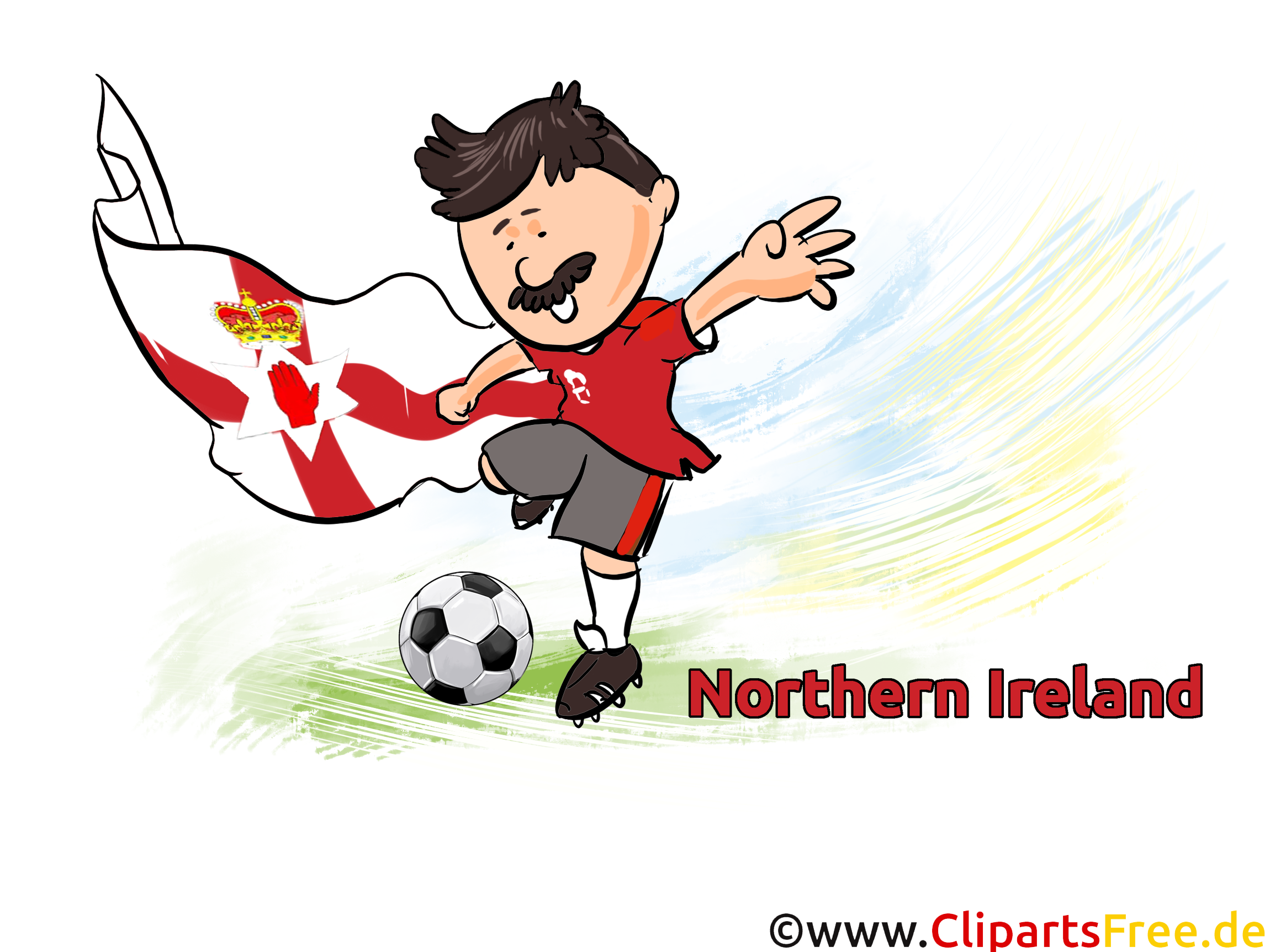 Laufender Spieler Fussball Nordirland Clipart-Grafik