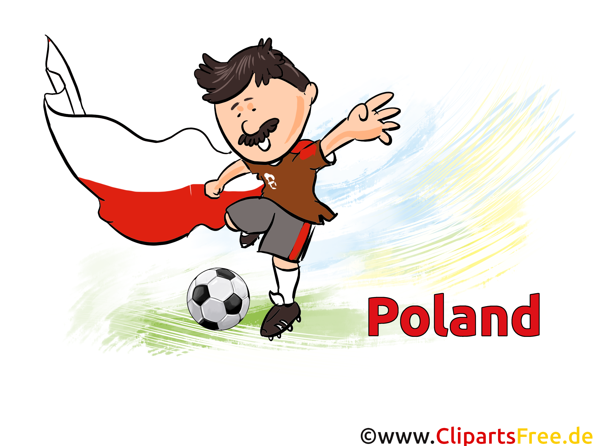 Cartoon Illustration Fussball Polen