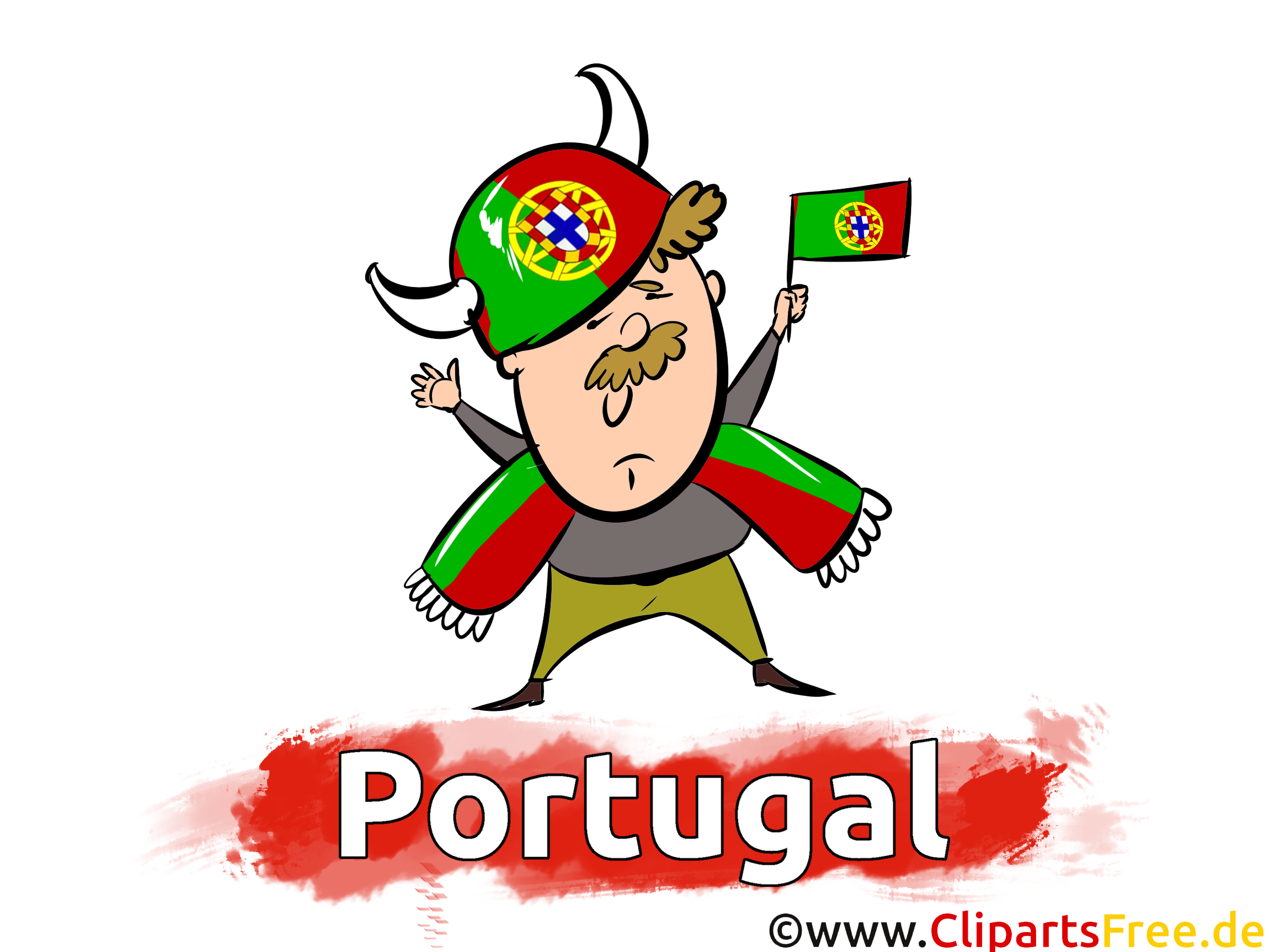Portugiesischer Sportfan Fussballfan Grafik, Bild, Illustration gratis