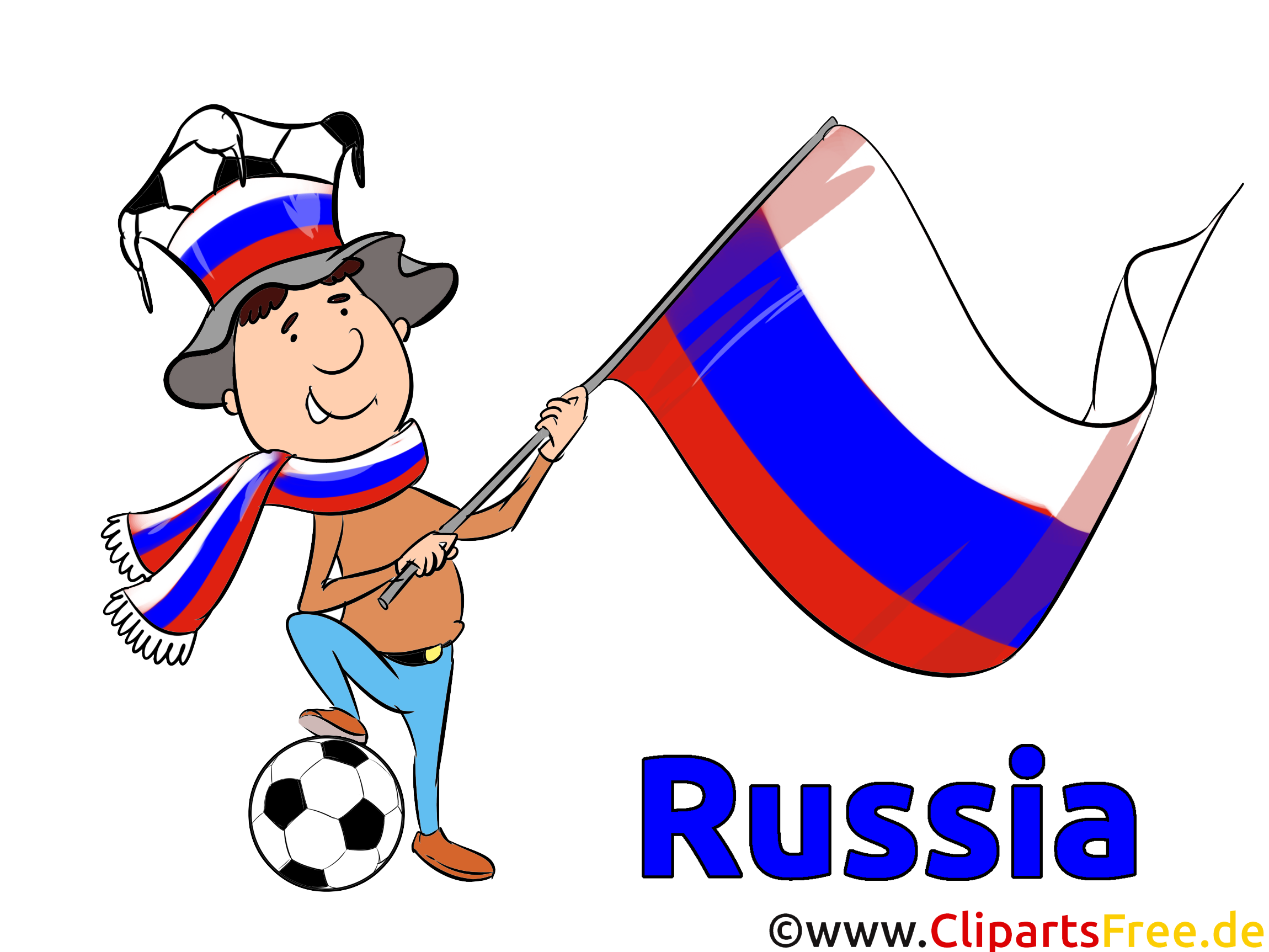 Cartoon Illustration Fussball Russland