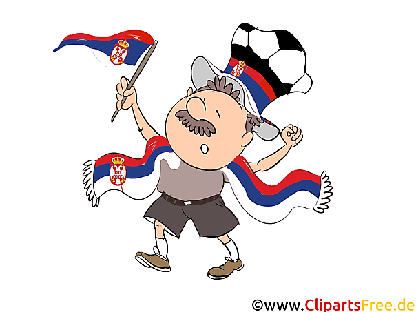 Serbien Fussball Fan Bild, Clipart