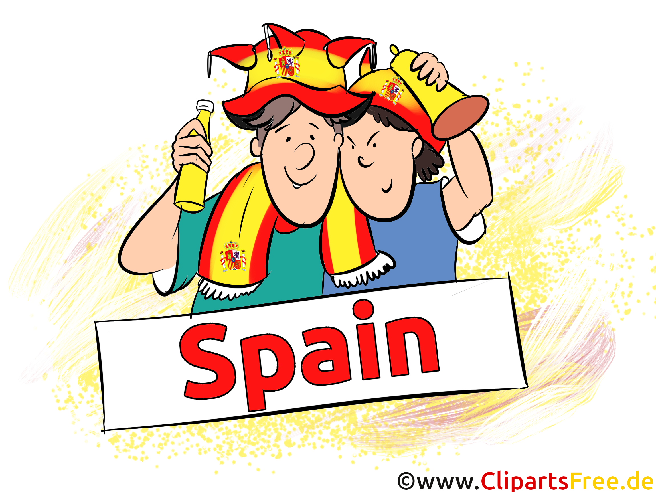 Spanische Sportfans, Sportzuschauer Clipart