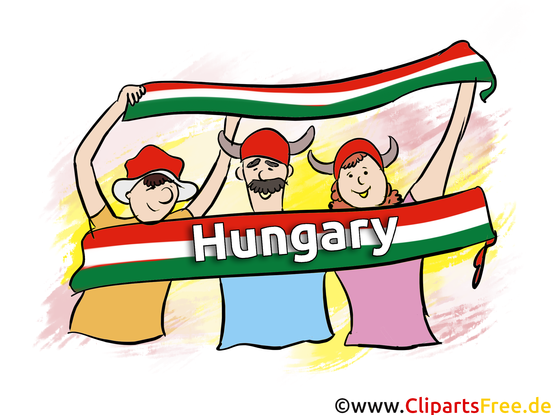 Ungarische Sportfans, Sportzuschauer Clipart