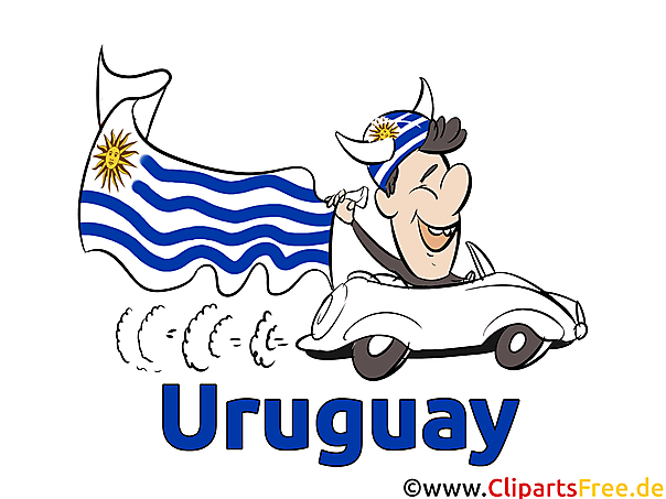 Lustiger Uruguay Sportfan fährt Auto