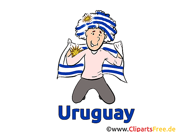 Mann mit uruguayischer Flagge Cartoonillustration