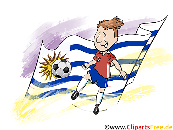 Uruguayische Fahne und Fussballspieler Clipart