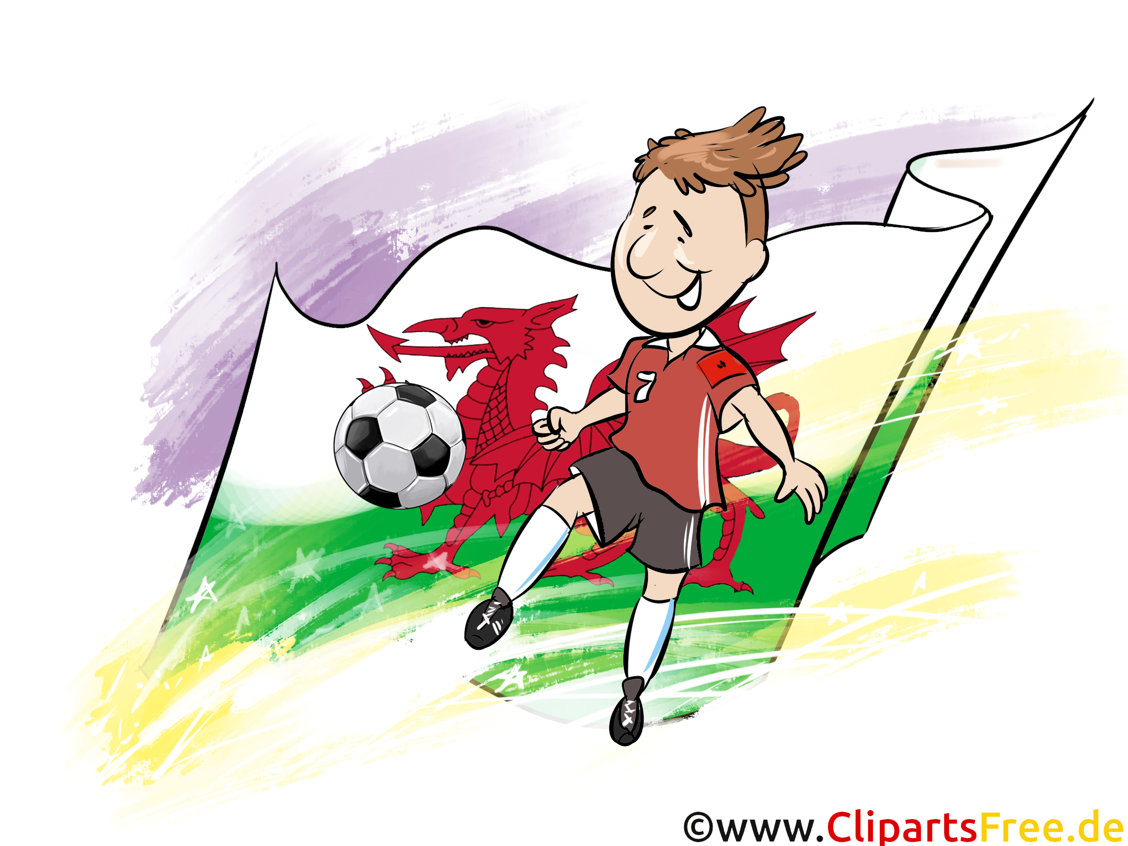Fussball-Spieler Wales Cartoon-Grafik gratis