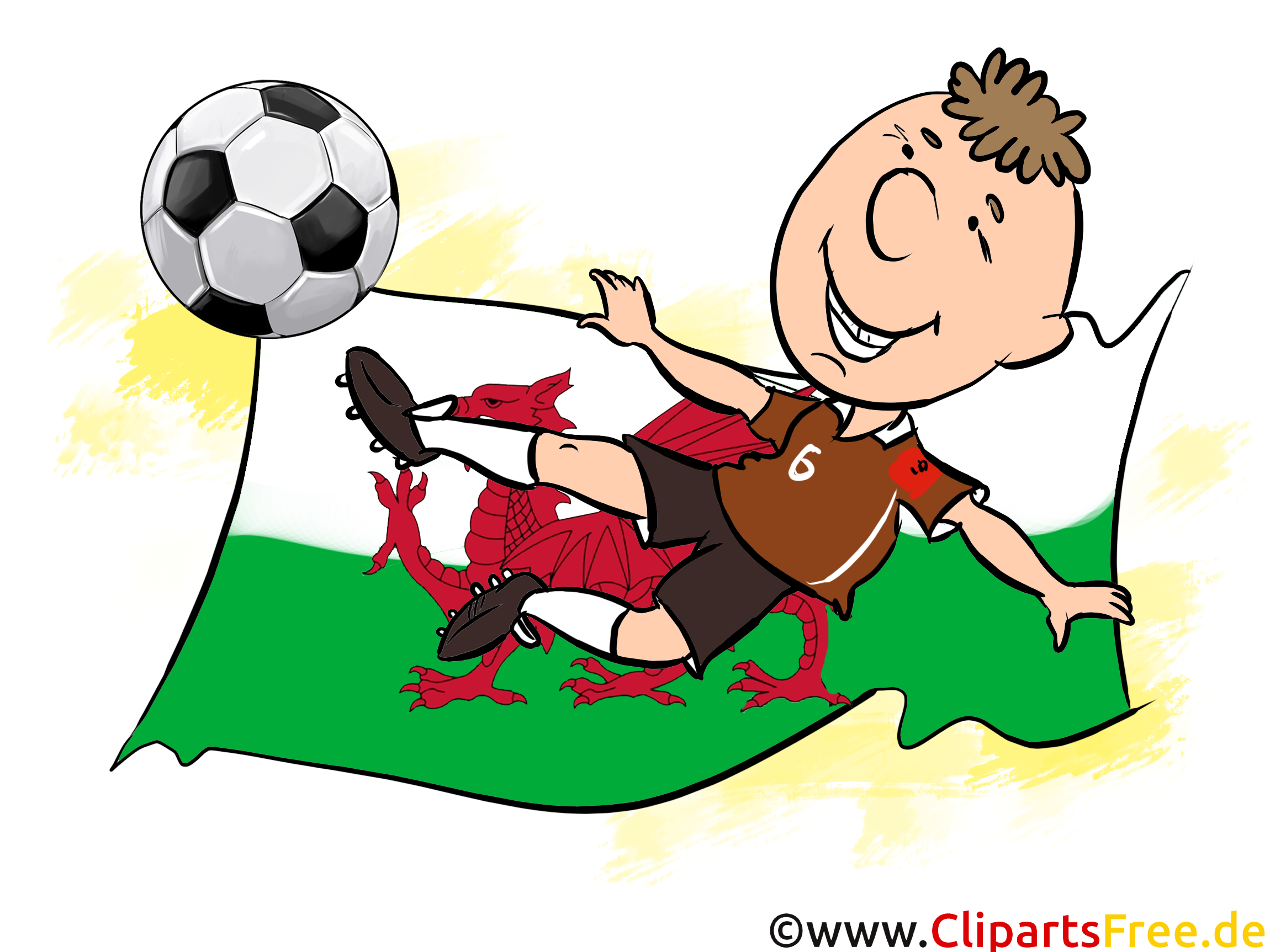 Fussballspieler Wales Cartoon-Clipart gratis