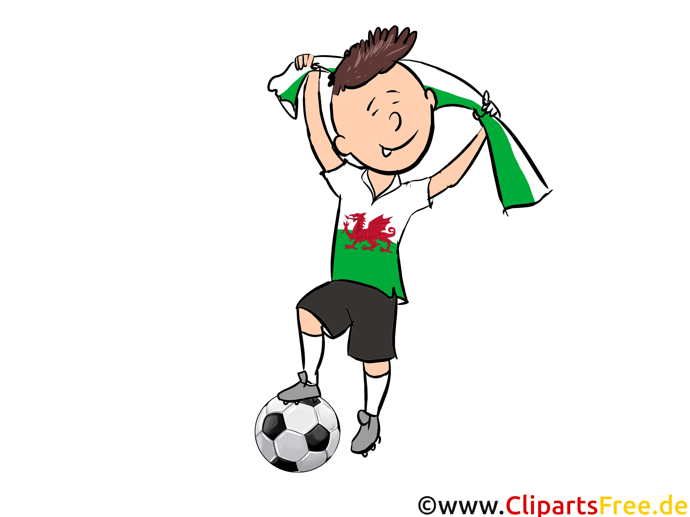 Kind spielt Fussball Clipart-Bild Wales