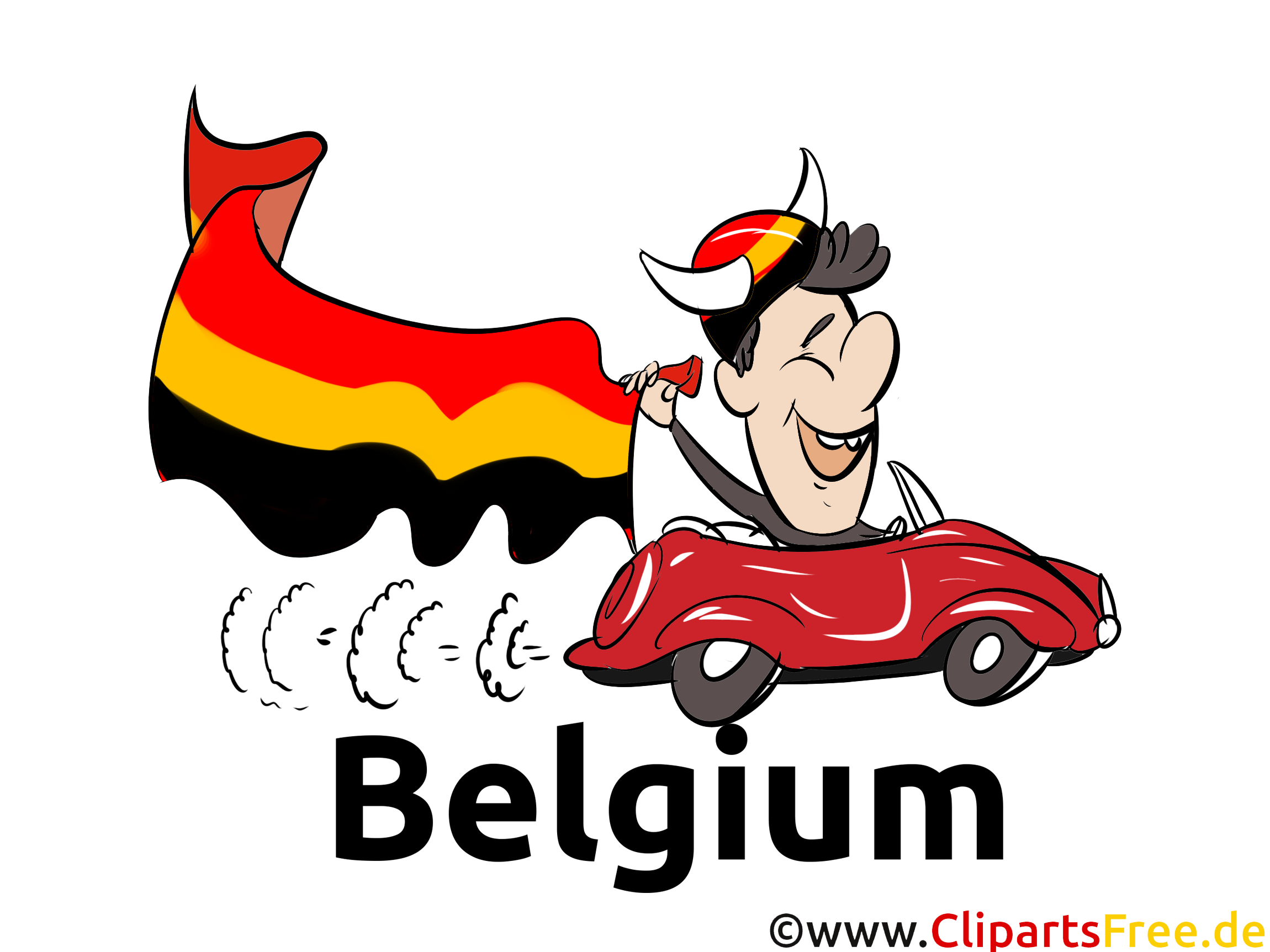 Fussball Fan fährt Auto EM und WM Clipart