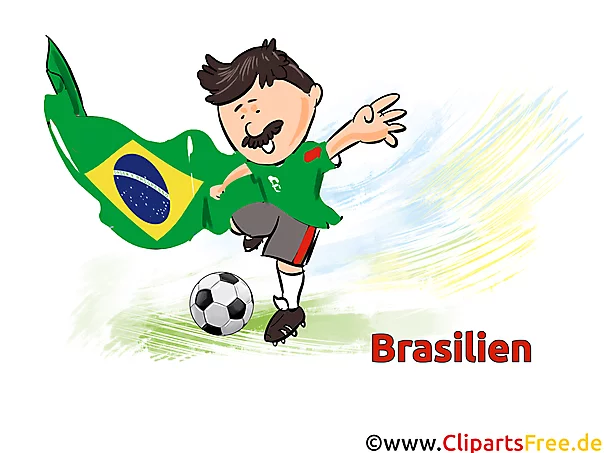 Brasilianischer Fußballspieler mit Ball Clipart, Bild, Grafik
