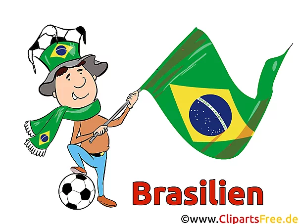 Fussball, Brasilianische Fahne - Sport Clip Art Bilder