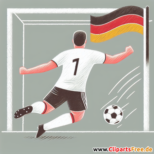 Deutscher Fussballspieler schießt Tor Clipart - Fußballbilder kostenlos