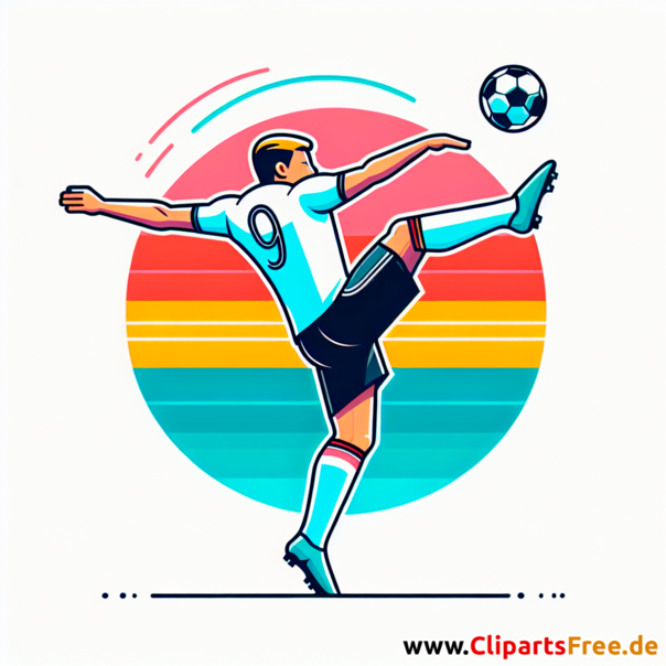 Deutscher Spieler schießt den Ball über den Kopf Clipart - Bilder zum Thema Fußball