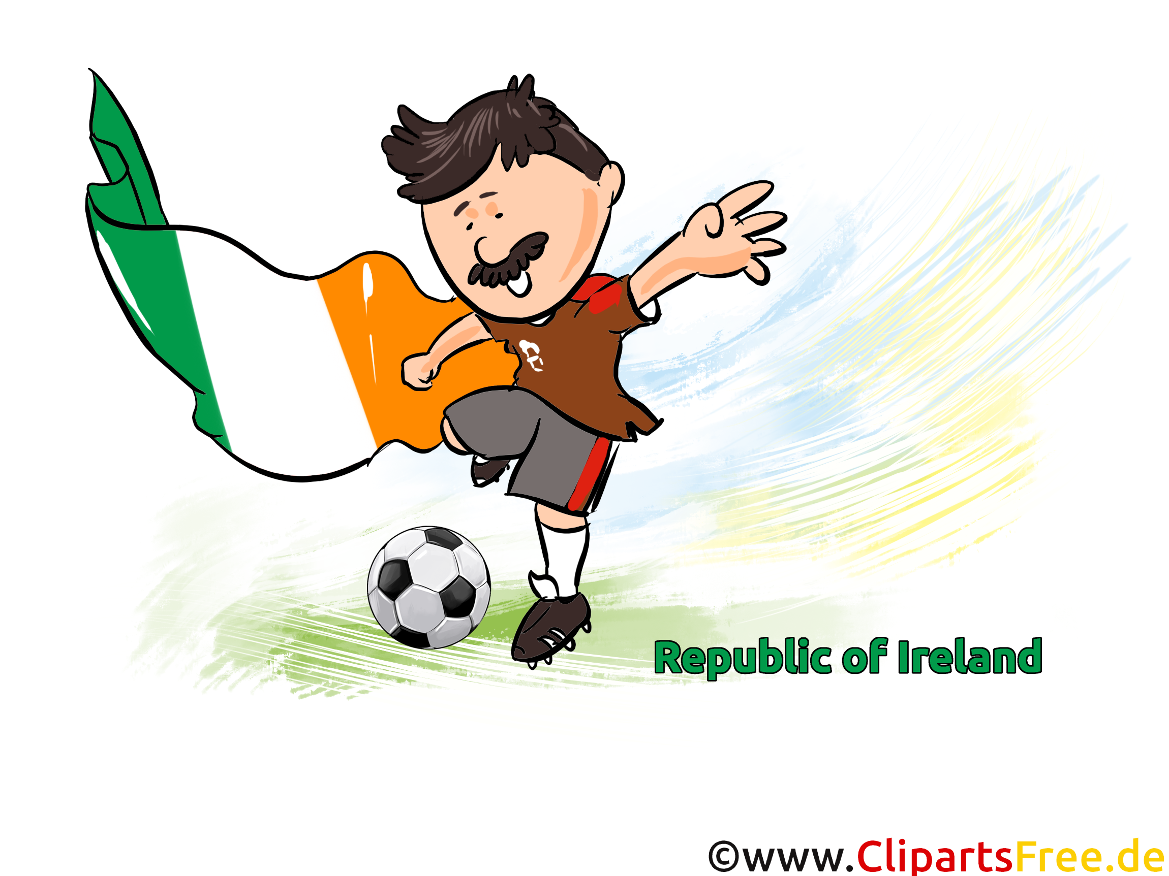 Irische Fahne und Sieler Fussball Bild, Clipart, Illustration