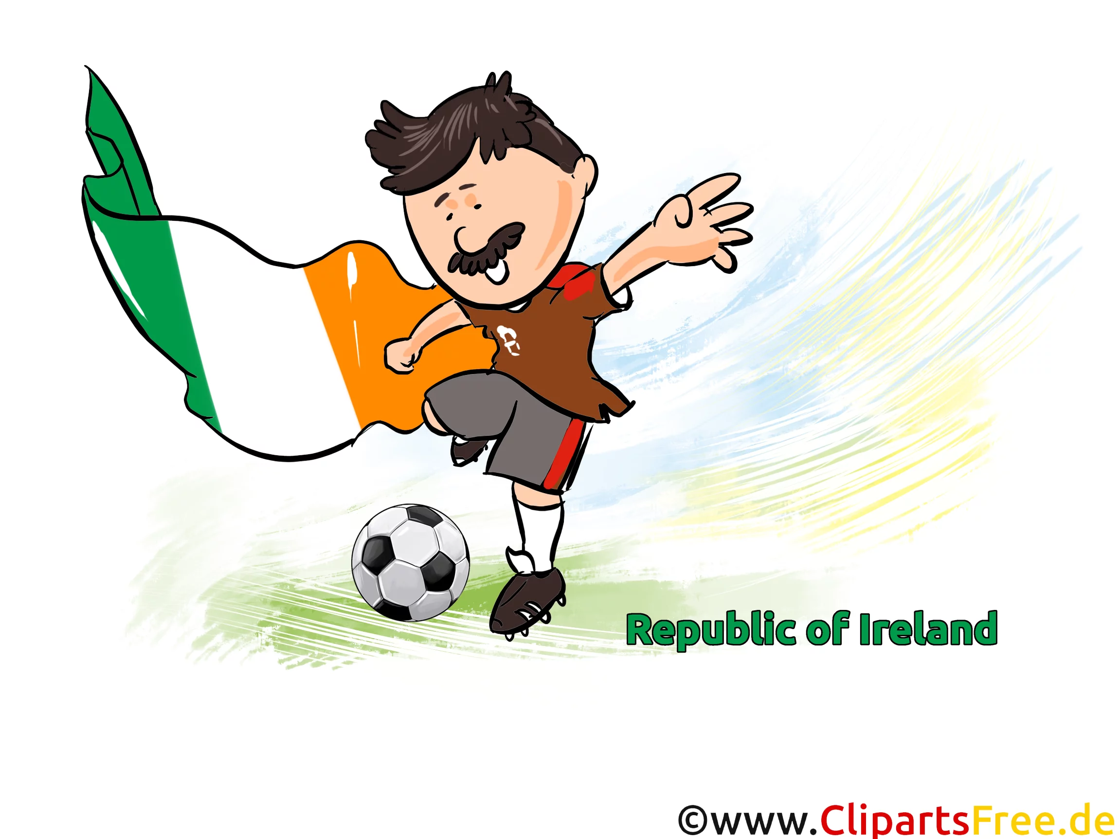 Irische Fahne und Sieler Fussball Bild, Clipart, Illustration