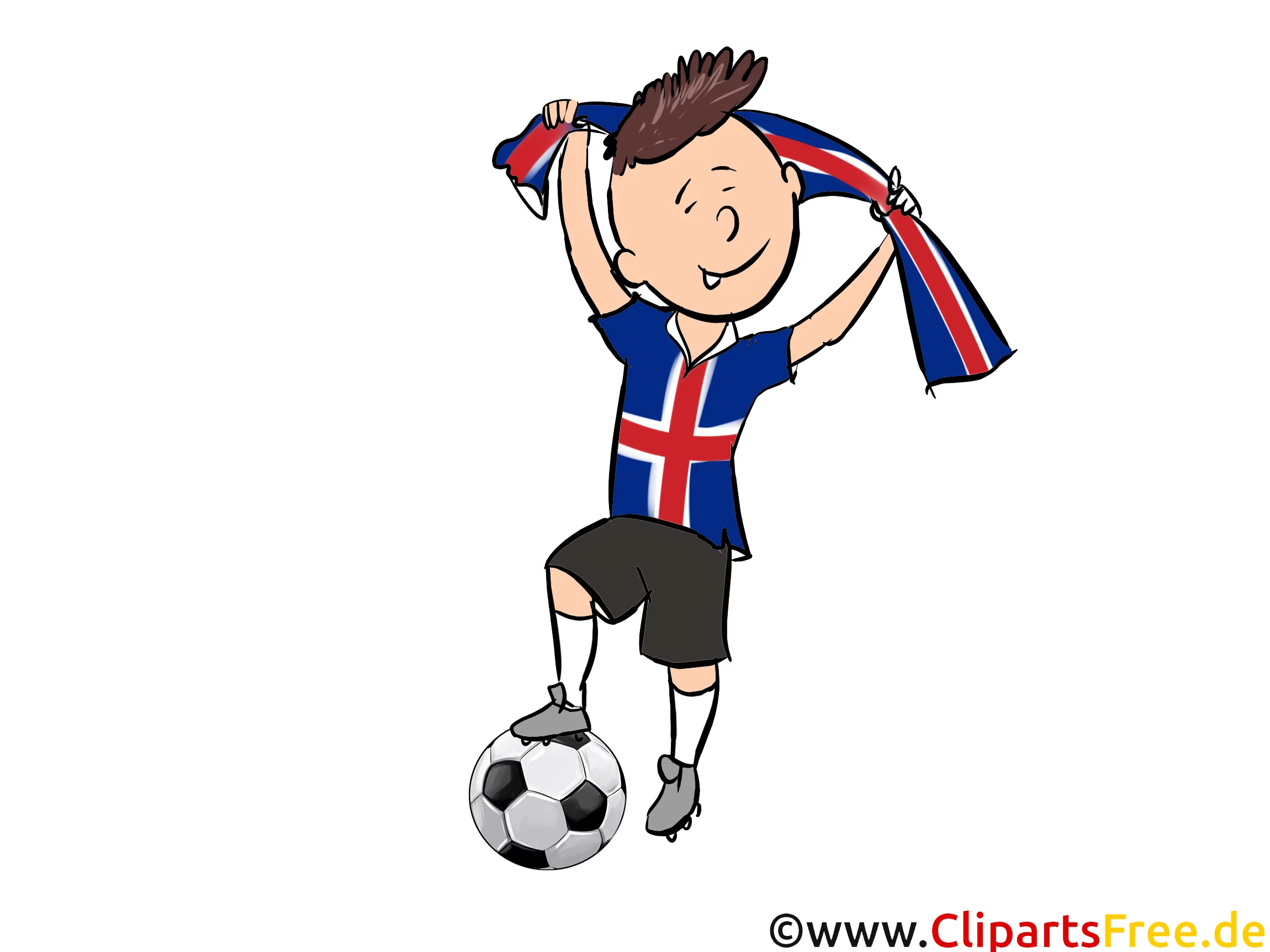 Kind spielt Fussball Island Bild, Clipart