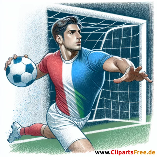 Italienischer Fussballspieler macht Einwurf Clipart - Bilder zum Thema Fußball