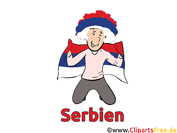 Serbischer Fussballfan Clipart