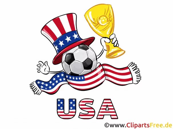 Fussball-Pokal mit USA Fahne - Clipart zur Weltmeisterschaft