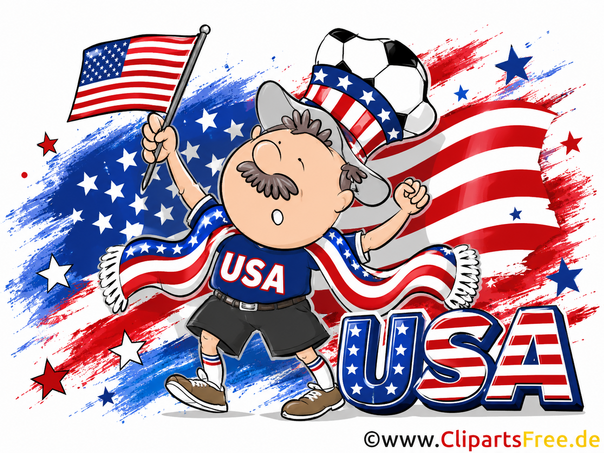 Sportfan mit Fahne - USA Fussball Clipart