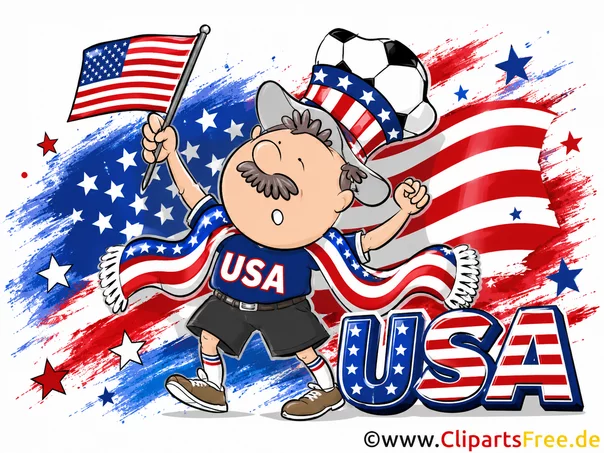 Sportfan mit Fahne - USA Fussball Clipart