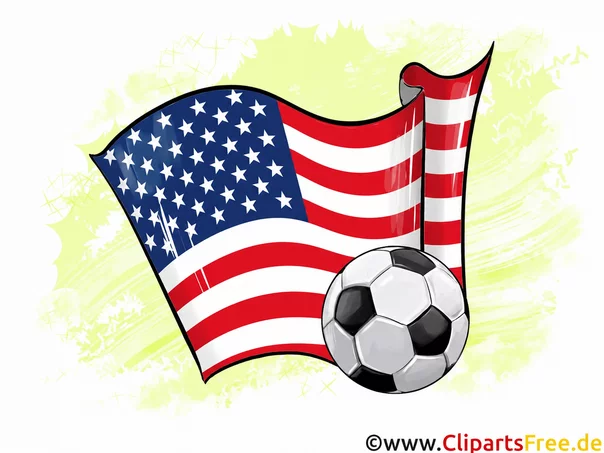 USA Flagge mit dem Fussball - Cliparts zur Weltmeisterschaft