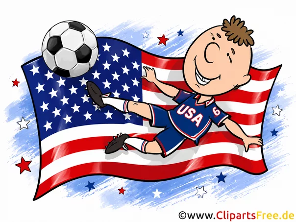 USA Fussball-Strürmer mit dem Ball Clip Art gratis