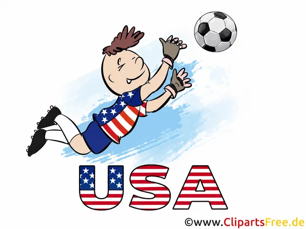 USA Torwart fliegt zum Ball - Fussballcliparts