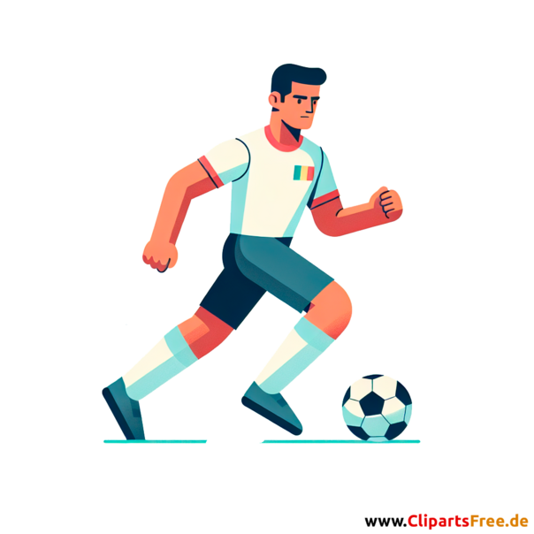Fußballspieler dribbelt Ball Clipart - Bilder zum Thema Fußball