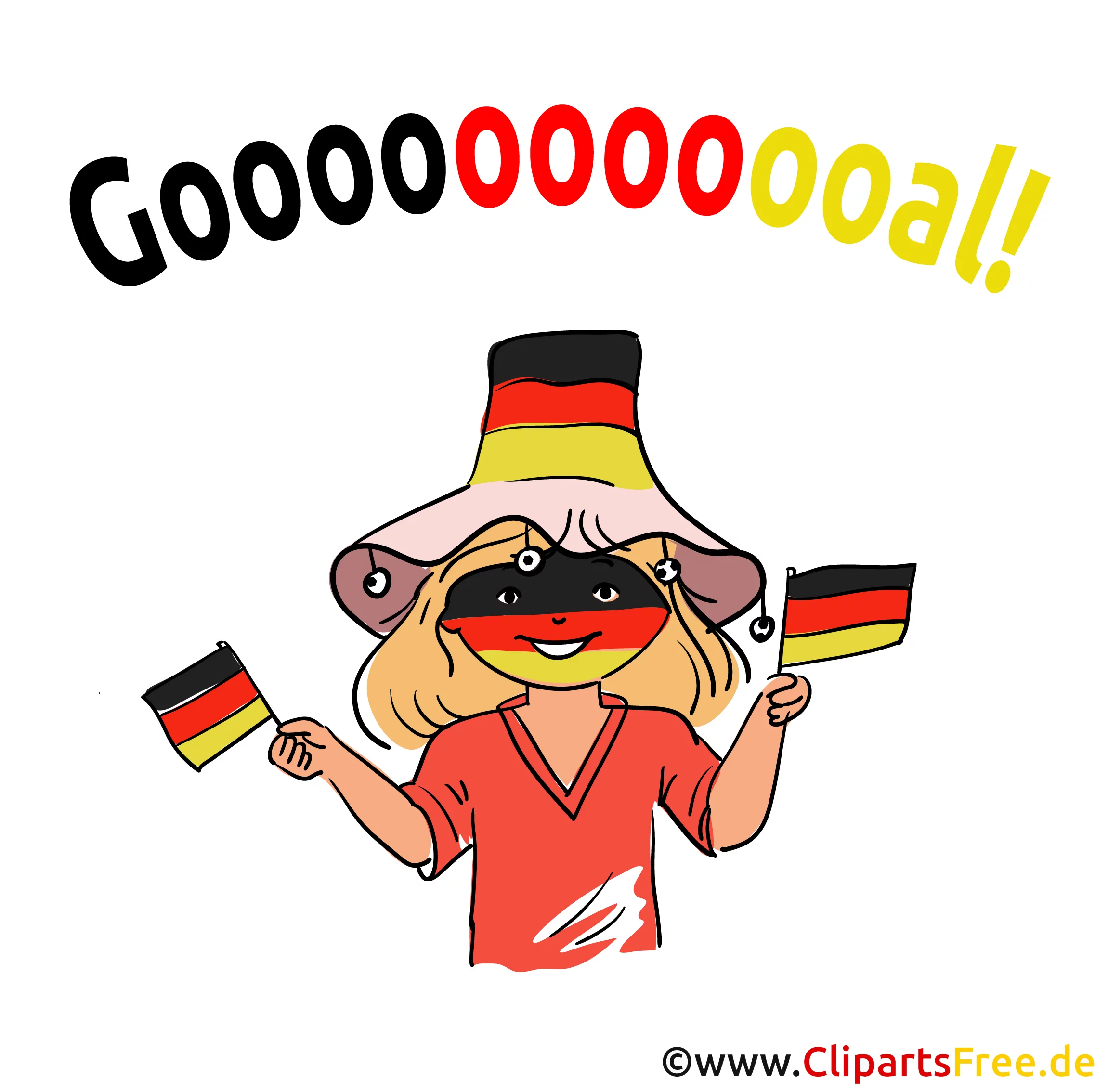 German girl football fan clip art, picture, image