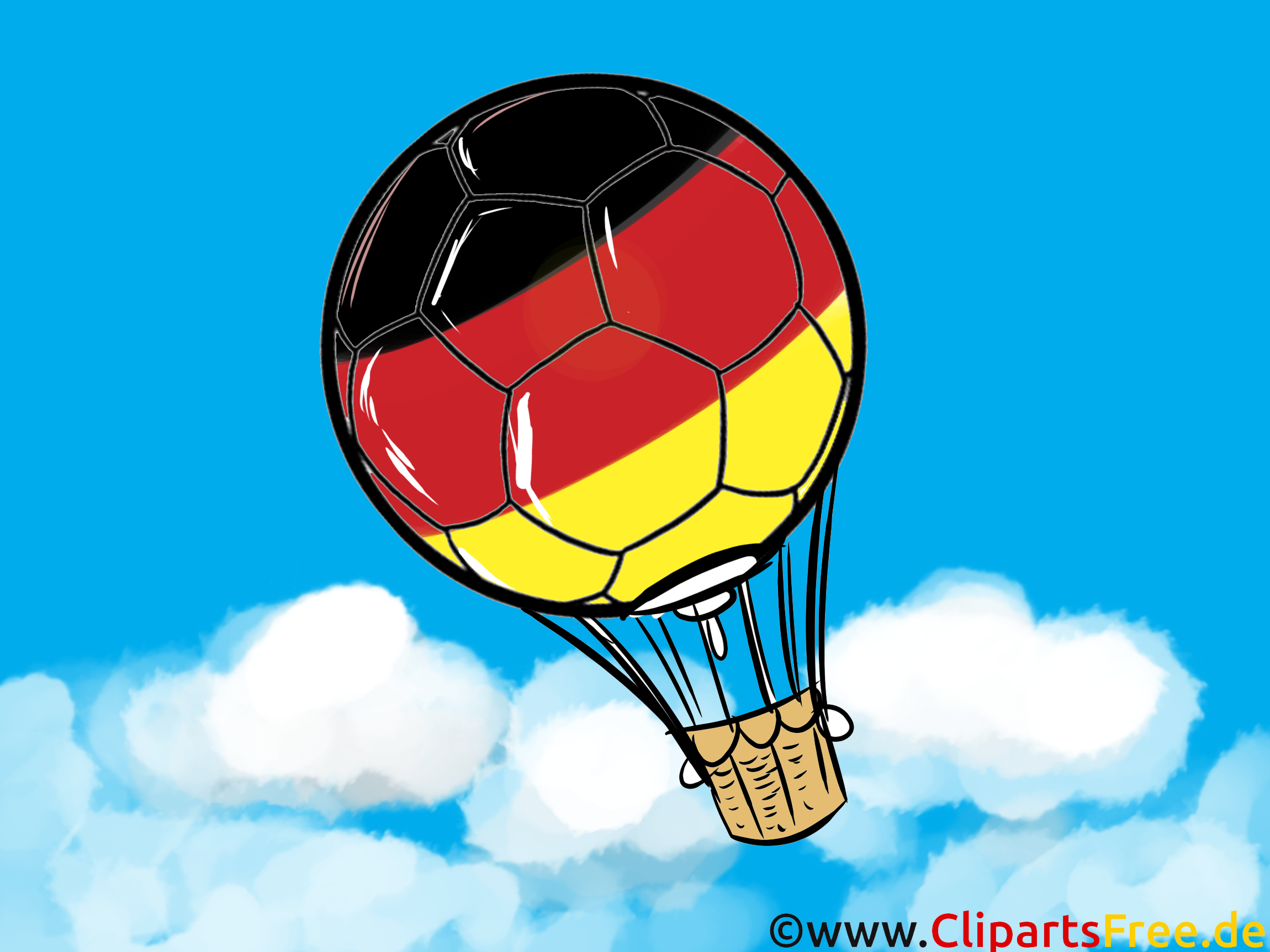 Heißluftballon als Fußball in Schwarz Rot Gold Clipart-Bild Heißluftballon als Fußball in Schwarz Rot Gold Clipart-Bild