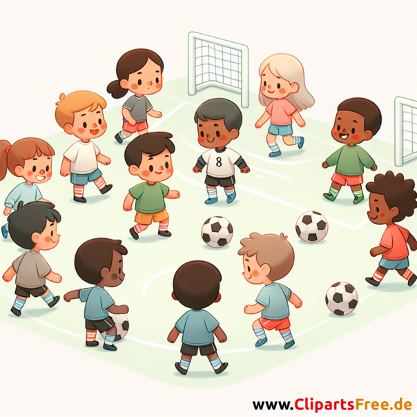 Fußballtraining mit Kindern Clipart - Bilder zum Thema Fußball