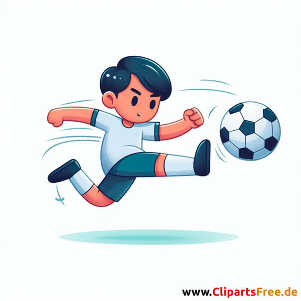 Junge schießt den Ball im Fussball Clipart - Bilder zum Thema Fußball
