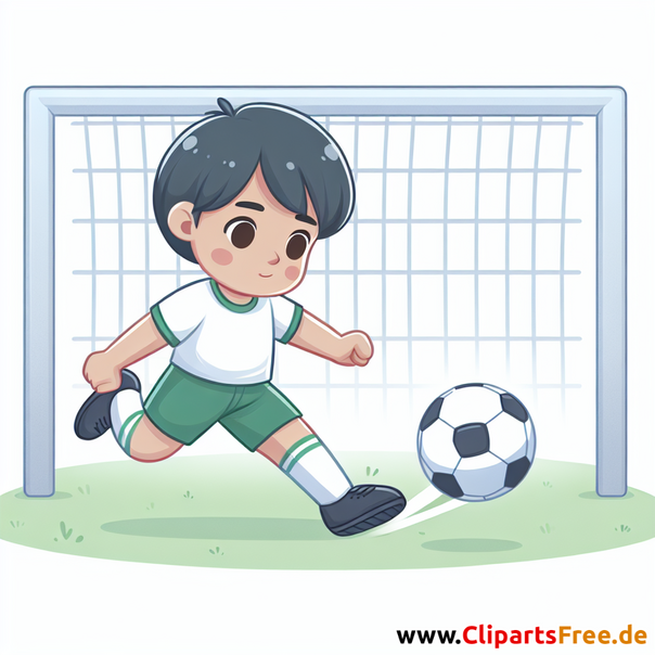 Junge schießt elf Meter im Fußball Clipart - Bilder zum Thema Fußball