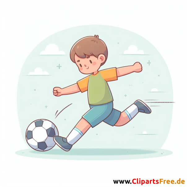 Junge schießt Freistoß im Fußball Clipart - Bilder zum Thema Fußball