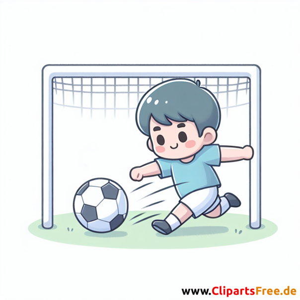 Junge schießt Tor im Fußball Clipart - Bilder zum Thema Fußball