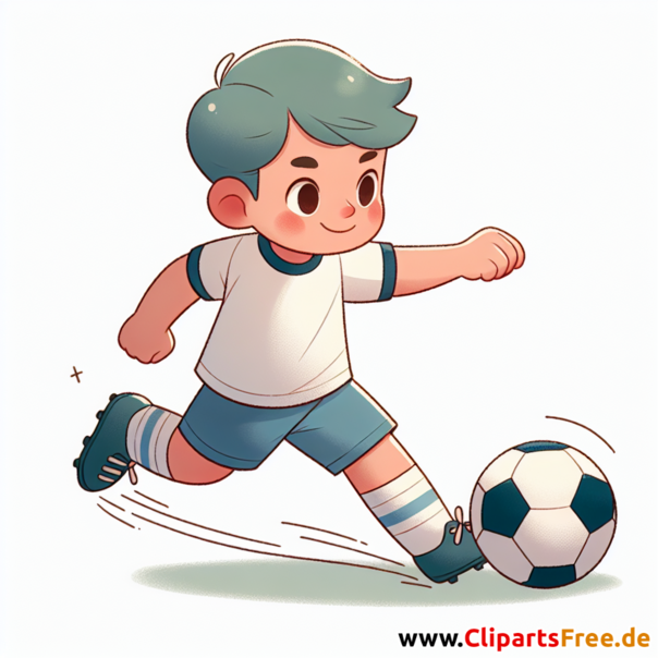 Junge spielt Fußball als Verteidiger Clipart - Bilder zum Thema Fußball