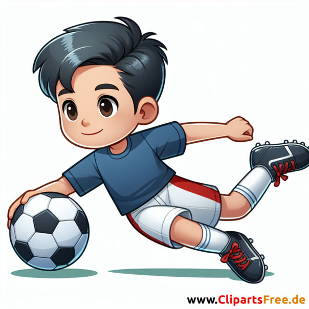 Junge spielt Fussball Clipart - Bilder zum Thema Fußball