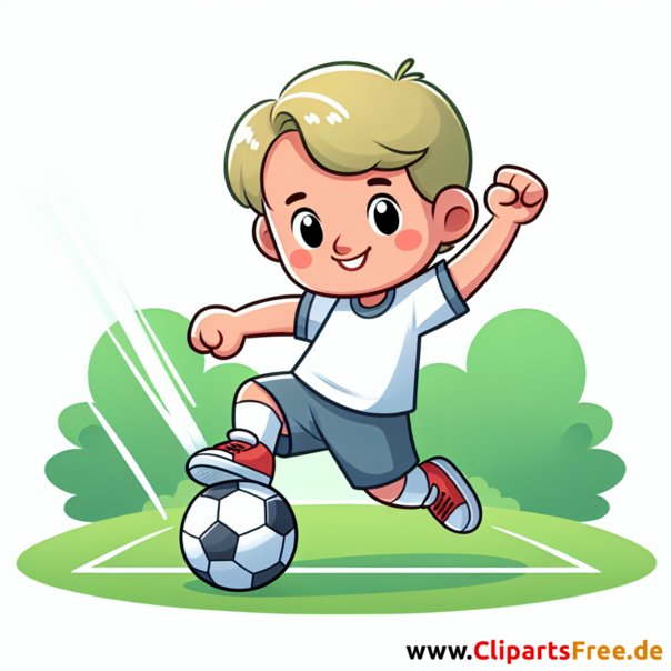 Junge spielt Fußball Clipart - Bilder zum Thema Kinderfußball
