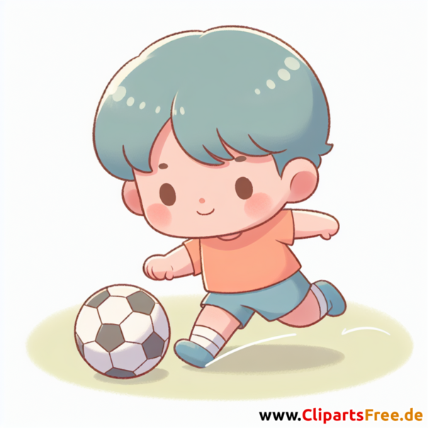 Kind spielt Fußball als Verteidiger Clipart - Bilder zum Thema Fußball