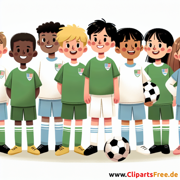 Kinderfußballmannschaft Clipart - Bilder zum Thema Fußball