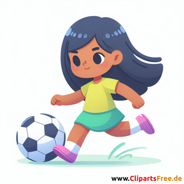 Mädchen dribbelt den Fußball Clipart - Bilder zum Thema Fußball