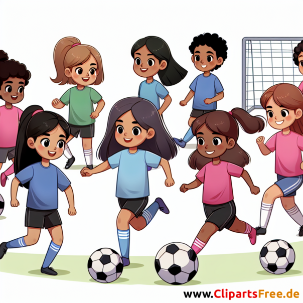 Mädchen im Fußballtraining Clipart - Bilder zum Thema Fußball