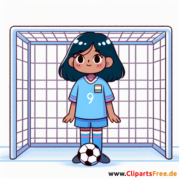 Mädchen im Trikot steht im Fußballtor Clipart - Bilder zum Thema Fußball
