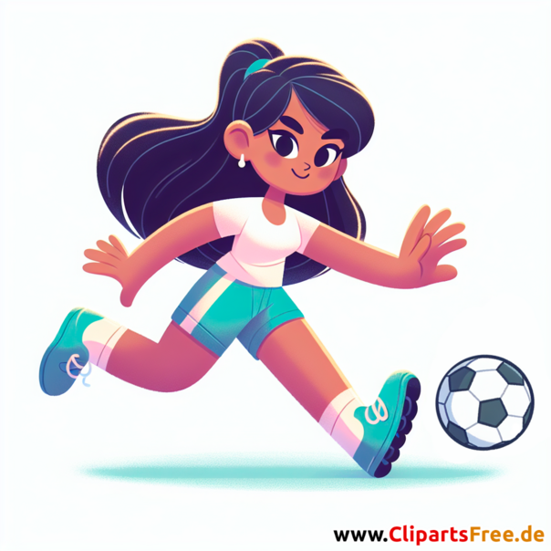 Mädchen nimmt den Ball im Fußball an Clipart - Bilder zum Thema Fußball