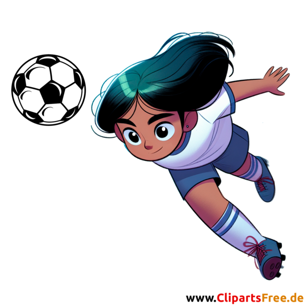 Mädchen schießt Kopfball im Fußball Clipart - Bilder zum Thema Fußball