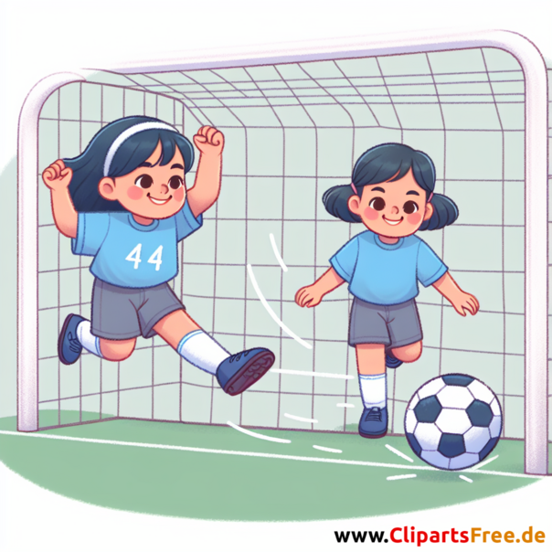 Mädchen schießt Tor im Fussball Clipart - Bilder zum Thema Fußball